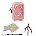EVA Light Pink Durable Slim Protective Storage Cover Cube Carrying Case with Internal Mesh Pocket with Carabiner clip for Canon Power-Shot A490 A495 A800 A1200 A2200 A3000 IS A3100 IS A3300 IS D10 ELPH 100 HS ELPH 300 HS ELPH 310 HS Point and Shoot Digital Camera + Includes Grey Silver 6 Inch Mini Flexi Tripod + Includes a Anti Glare Screen Protector