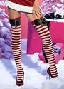 Striped Stockings with Belt Buckle Top
