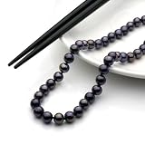 14k Yellow Gold 6.5-7mm Natural Black Freshwater Cultured Pearl Necklace 18