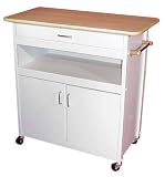 Catskill Craftmen Kitchen Island w  White Base Natural Top & Drop Leaf by Catskill Craftsmen