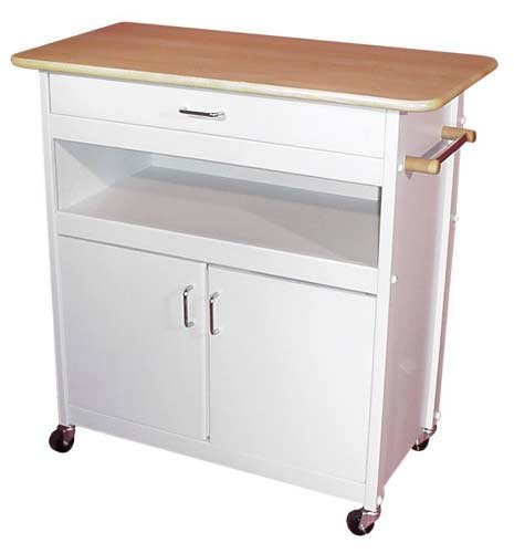 Catskill Craftmen Kitchen Island w White Base Natural Top & Drop Leaf by Catskill Craftsmen