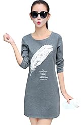 General Print Long Sleeves Sweater Feathers  Shirt  Dress