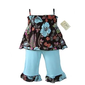 JoJo Designs 2 Piece Blue and Brown Infant Girl's Pants Set