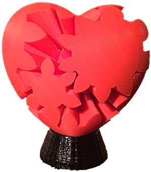 3D Printed Heart Gear Twister with Display Stand. Unique Christmas Gift Ideas - Amazing Science Toys for Kids