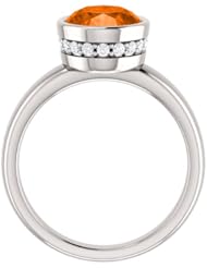 18K White Gold 10.00x8.00mm Oval Cut Mexican Fire Opal and Diamond Ring -- LIFETIME WARRANTY