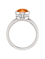 10K White Gold 10.00x8.00mm Oval Cut Madeira Citrine and Diamond Ring -- LIFETIME WARRANTY