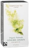 Hampstead Tea Organic Fairtrade Ginger Green Tea, 25-Count Boxes (Pack of 3)