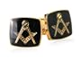 Black Enamel Masonic Compass & Set Gold Cufflinks with Gift Box