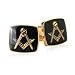 Black Enamel Masonic Compass & Set Gold Cufflinks with Gift Box