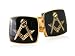 Black Enamel Masonic Compass & Set Gold Cufflinks with Presentation Box