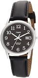 Timex Men`s T2n3709j Classic Ez Read Analog Silver Case Black Leather Strap Watch