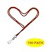 HOSL 100 Pack Orange Badge Lanyards Business Card Lanyards ID Card Employee Students Lanyards Round 36