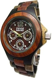 Tense Triple Window Mens Inlaid Dark w Maple Wood Watch G4300IDM ANDF