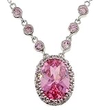Oval Round Pink Sapphire Platinum Vermeil Pendant Necklace