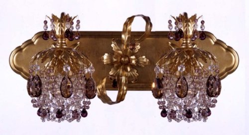 41BTOa2ma2L Schonbek 1255 35LA Rondelle 2 Light Bath Vanity Light in Golden Birch with Light Amethyst crystal