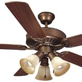 EnergySaving Fan Antique Bronze Finish with Tea Stone Glass 52 Ceili