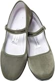 Olive Solid Silk Mary Jane Chinese Shoes