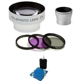 SAVEONs 58mm 2.2x High Definition Telephoto Lens + Adapter Tube + Camera cleaning Kit for Olympus SP-590