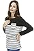 Bearsland Women's Maternity Nursing Striped Patchwork Breastfeeding Top,Black,Medium