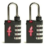 Set of Two 4 Dial Heavy Duty Safeskies TSA Accepted Combination Locks Midnight Black