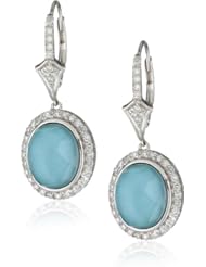 Badgley Mischka Fine Jewelry White Diamonds Oval Turquoise Doublet Earrings