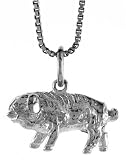 Sterling Silver 7/16 (11mm) Tall Chinese Zodiac Pendant for Year of the PIG