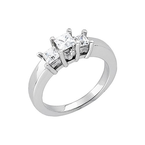 3 Diamond Princess Cut Anniversary Band 3/4 ct. in 14K Yellow/White Gold