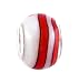 Pandora Style Charm Bead (Z259) Murano Style Lampwork Glass (13mm x 10mm) (fits Troll too) ~ White with Red Stripes