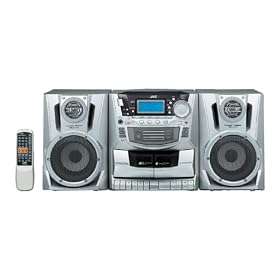 JVC PC-XC370 10-Watt Shelf System with 3-Disc CD Player, AM/FM Tuner, and Dual Cassette Deck (Silver)