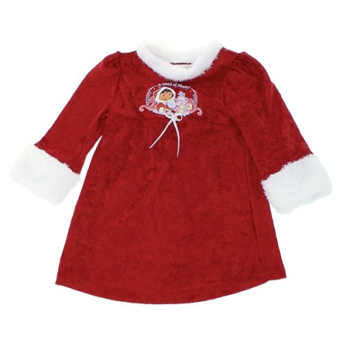 Dora and Boots Red Panne Christmas Snowglobe Glitter Nightgown for Toddlers and Girls
