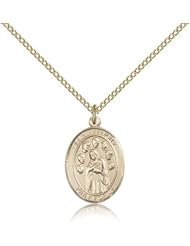 Gold Filled Saint St. Felicity Medal Pendant 3/4 x 1/2 Inches Death of Children-8341- Comes with a Gold Filled Lite Curb Chain Neckace And a Black velvet Box