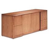 92000 Full-Height Pedestal Credenza w/Doors, 72w x 24d, Medium Oak Frame/Top