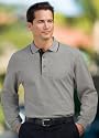 Long Sleeve Pique Knit Sport Shirt with Tipped Trim