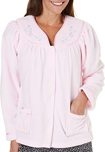Jasmine Rose Womens Satin Trimmed Bed Jacket Large Pink
