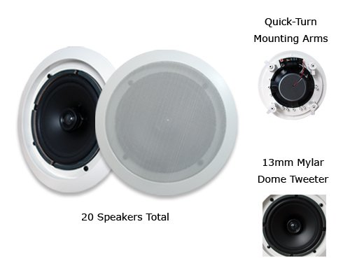 Visonik VR652-20PKG (20) 150 Watt 6.5 In-Wall/Ceiling Home Speakers