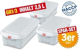 Produkt-Bild: 3 GN-Vorrats- und Frischhalteboxen, GN1/3 LxBxH 325x176x65 mm