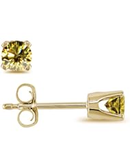 1/2 ct.t.w. Yellow Diamond Solitaire Earrings in 10k White Gold