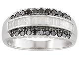 .50CTW WHITE AND IRRADIATED BLACK DIAMOND STERLING SILVER RING