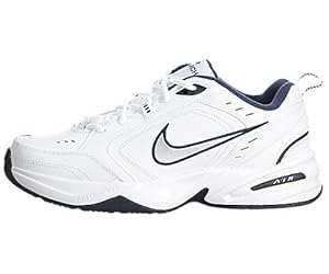 Mens Nike Air Monarch IV Training Shoe White/Metallic Silver/Midnight Navy Size 12