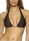 Vitamin A Rico Shimmer sleek halter bikini top with ring detail and removable pad