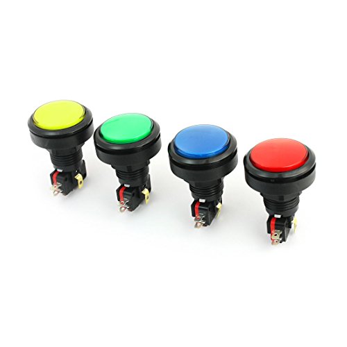 4Pcs Panel Mount Round Head SPDT 5Pin Momentary Game Push Buttonswitch