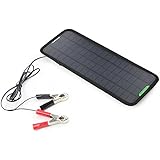 ALLPOWERS 18V 5W Portable Solar Car Battery Charger Bundle with Cigarette Lighter Plug, Battery Charging Clip Line, Suction Cups & Manual