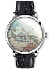 SPRAWL Aanalog Fashion Series Silver Ladies Watches of Genuine Black Leather Strap,Unique Wrist Watch for Women Girls Designed with Globe