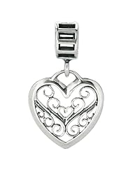 925 Sterling Silver Dangle Filigree Heart Bead, For Chamilia, Pandora, Biagi, Personality, Reflections And More Charm Bracelets