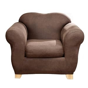 Sure Fit Stretch Leather 2pc. Chair Slipcover - Brown
