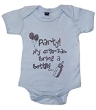 Party at my crib 2am bring a bottle' baby blue bodysuit in 6-12 months
