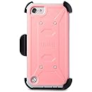ULAK iPod Touch 6 Case,iPod Touch 5 Case,[KNOX ARMOR] Dual Layer Hybrid Protective Cover with Belt Clip Holster  - Retail Packaging - Baby pink