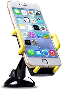 MOJA® 3 in 1 Universal Yellow Smartphone Car Mount Holder Cradle Perfect fits Iphone6/6Plus/5/5s/5c/4/4s, Samsung Galaxy S5/S4/S3/Note3 and All Other Smartphones.Dashboard/Air Vent/Windshield Car Phone Holder.Easy to Insall, Long Lasting, High Quality, 360 Degree Adjustability