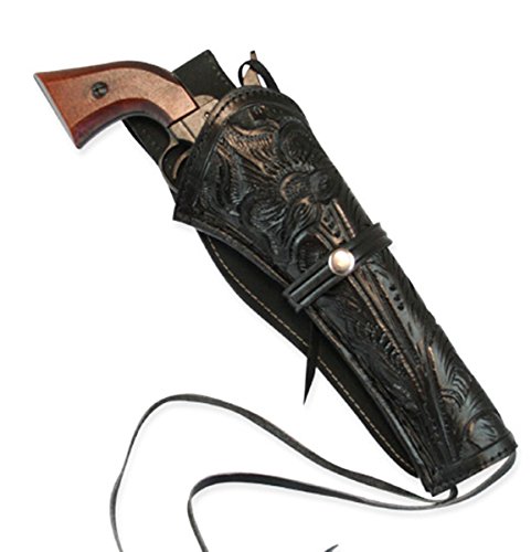 Historical Emporium Long Right Hand Western Holster Tooled Leather, Wild West Single Action Revolver Gun Holster