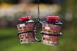 2 Piece Multi-colored Glass Mosaic Hummingbird Feeder